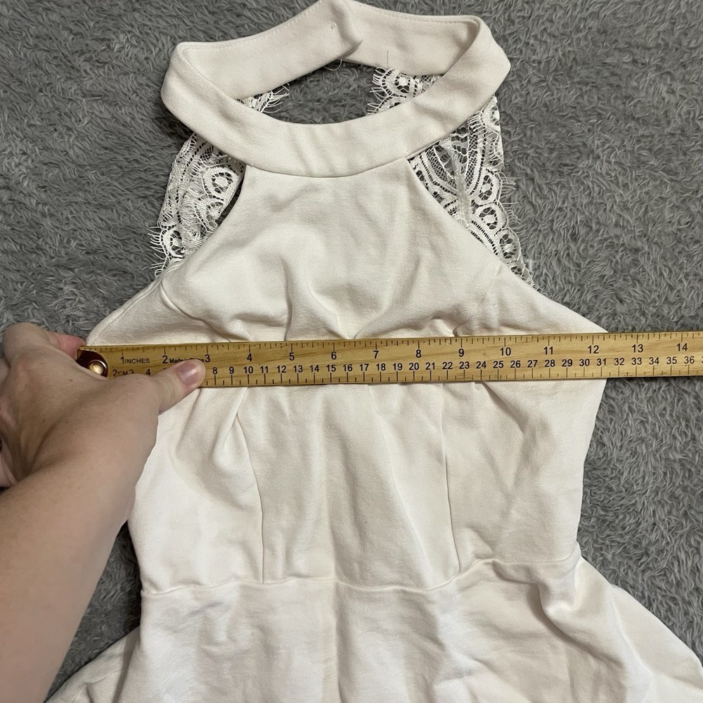 Lulus Dress Womens Size XSmall White Lace Accent Halter Fit and Flare‎ Dress - Picture 5 of 8